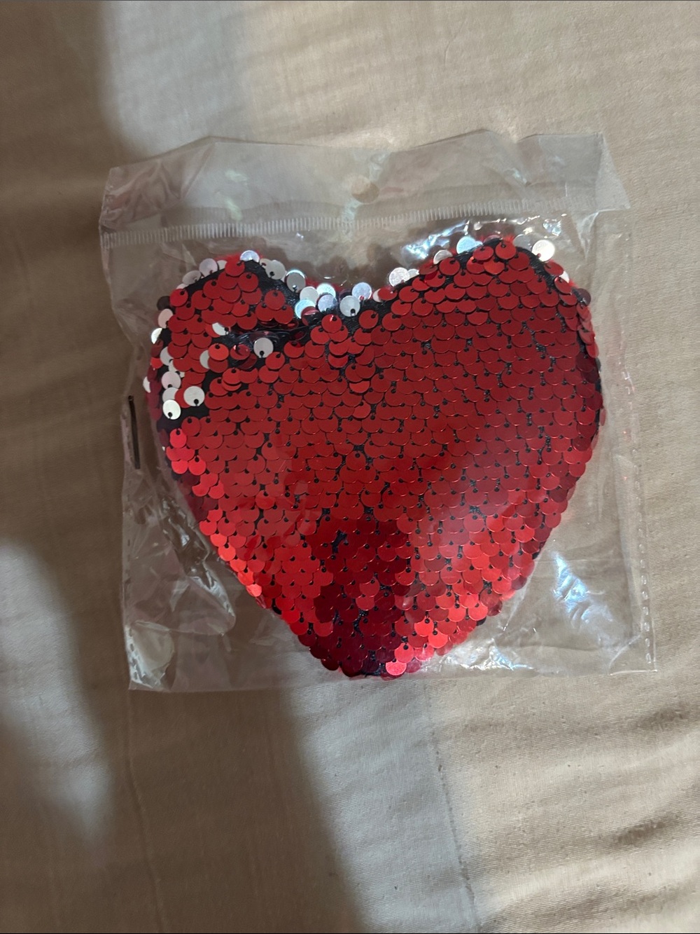 Red Sequin Heart Patch